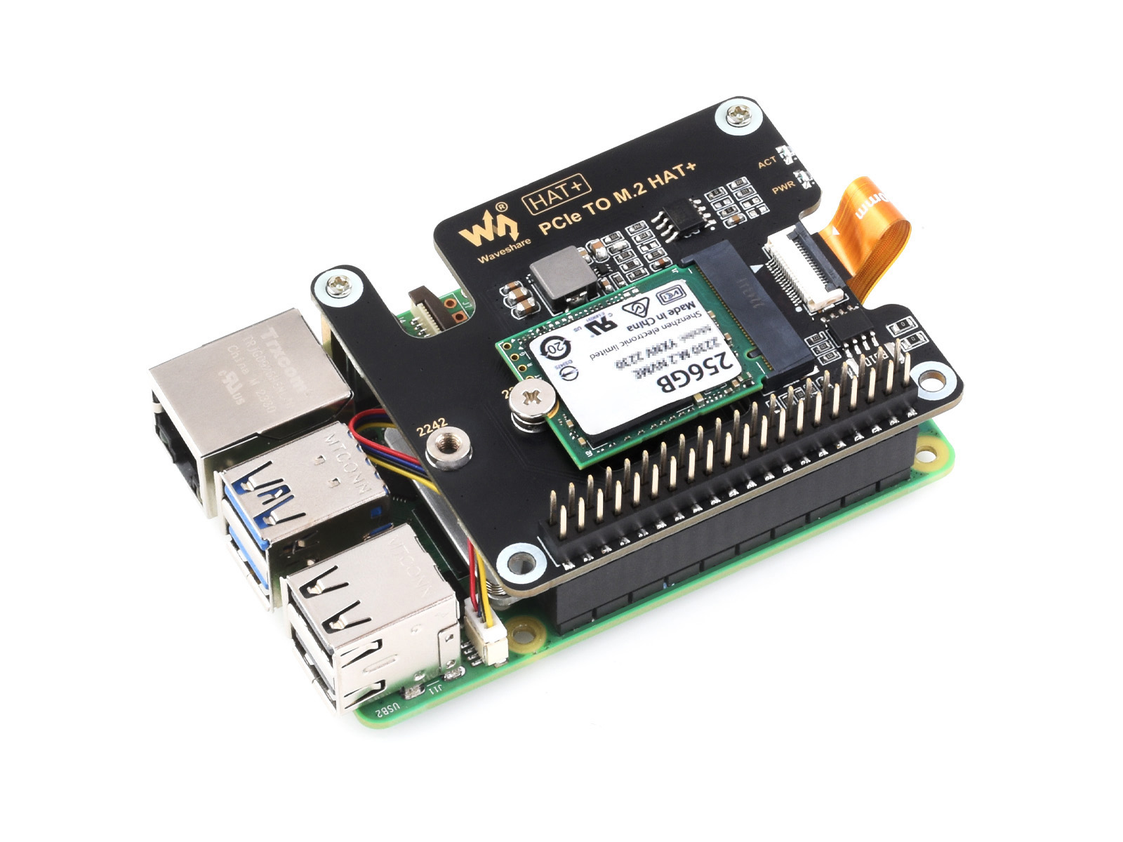 PCIe To M.2 Adapter for Raspberry Pi 5, Supports NVMe Protocol M.2