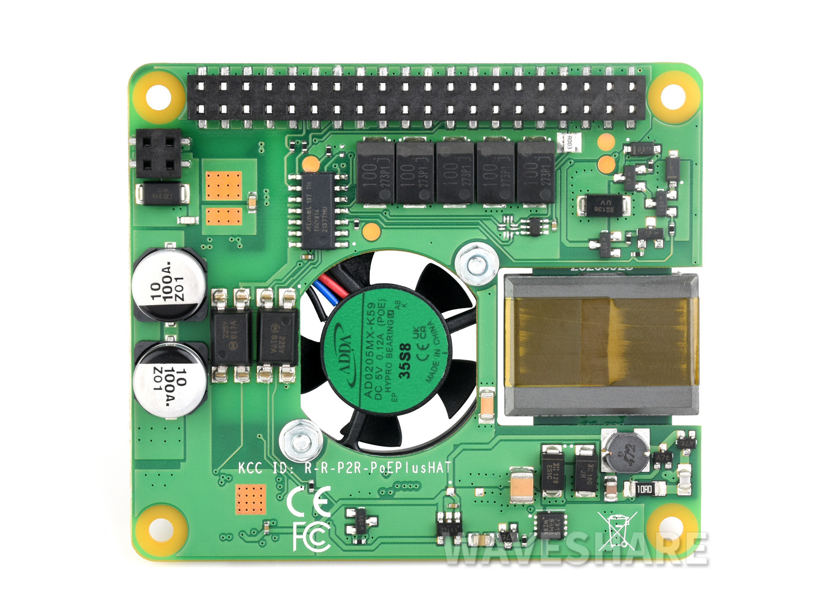 Raspberry Pi PoE+ HAT, Compatible With Raspberry Pi 3B+/4B, 802.3af/at  Power-Sourcing Equipment Required