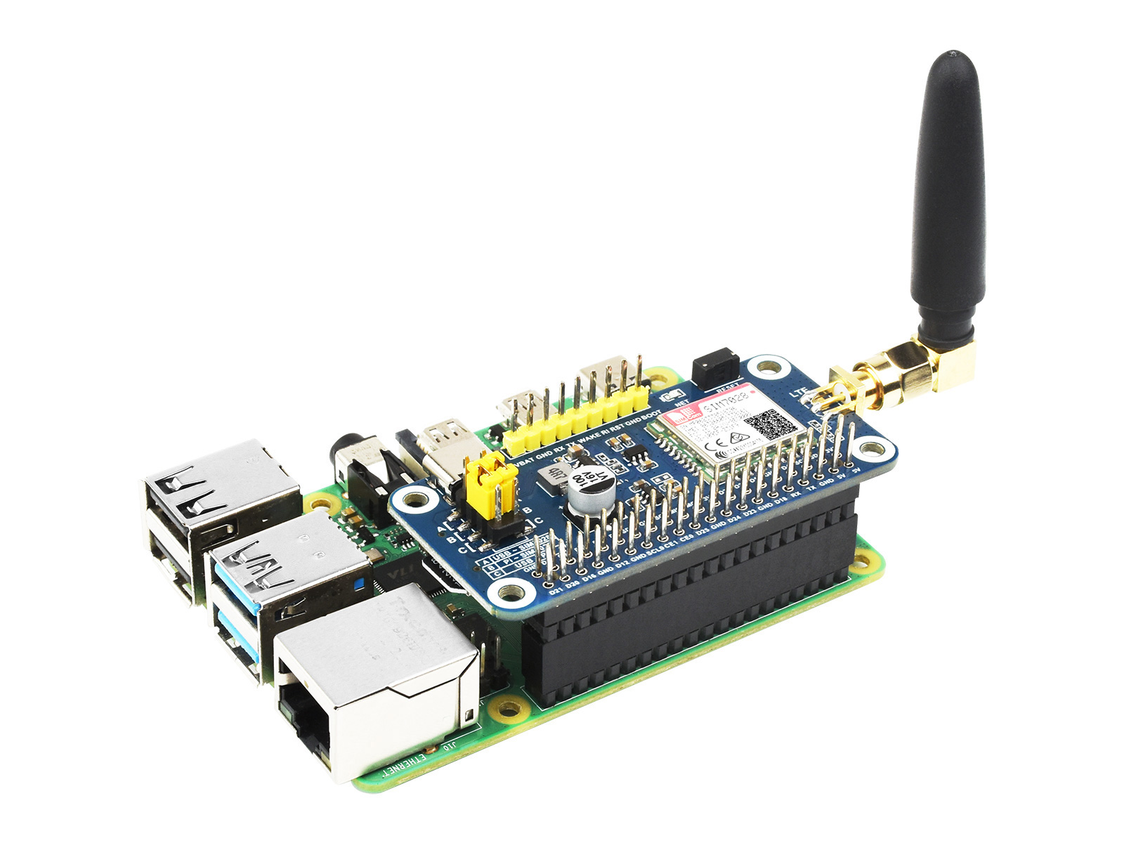 SIM7028 NB-IoT HAT for Raspberry Pi, Supports Global Band NB-IoT 