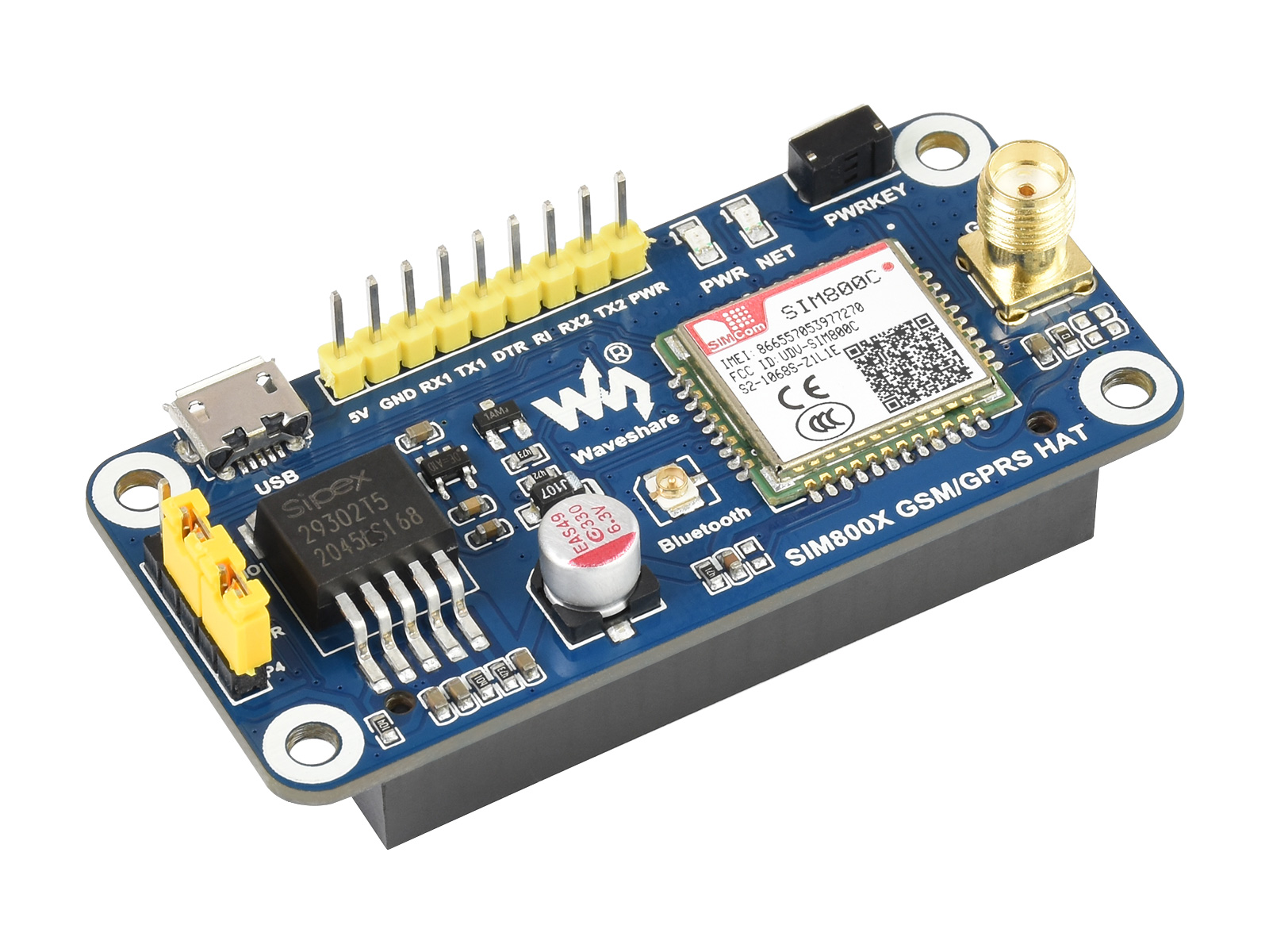 SIM800CGSM/GPRS/BluetoothHATforRaspberryPi,2GCommunication